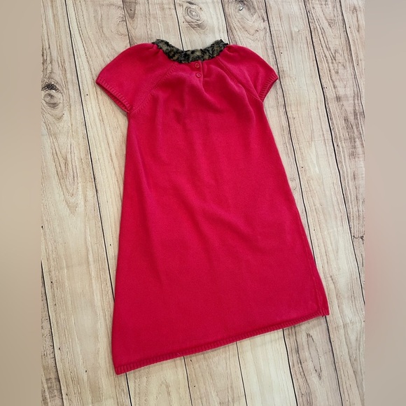 GYMBOREE Chic pink Knit Dress with Faux Fur Details/size 12 - Picture 5 of 6